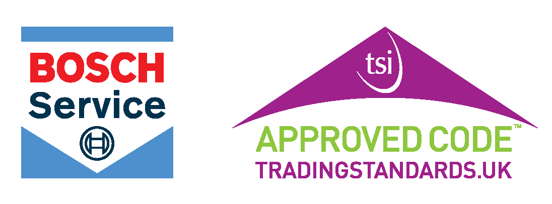 Bosch Car Service and TSI Approved Code (Trading Standards) logos